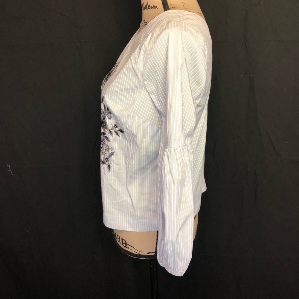 WHBM sz 4p striped embroidered boho top floral - Picture 4 of 7